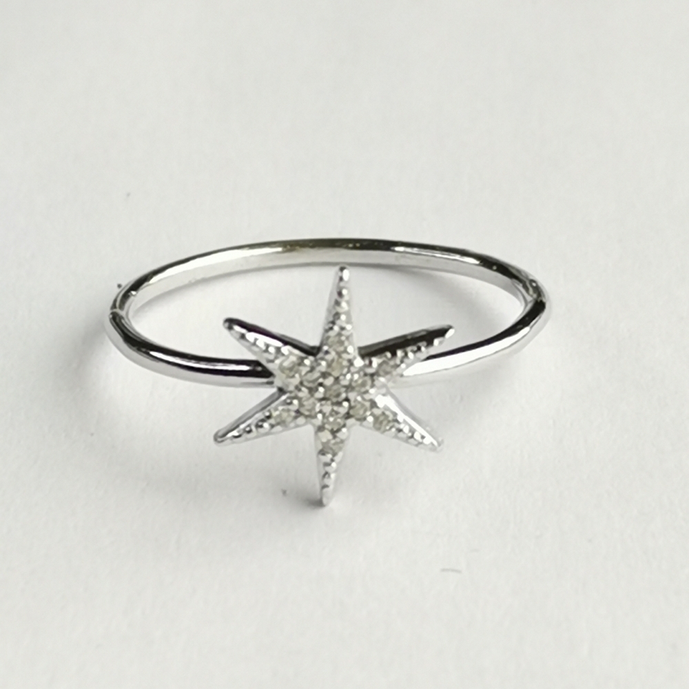 NEW sterling silver cz Star Starburst ring size 7 Christmas 🆕